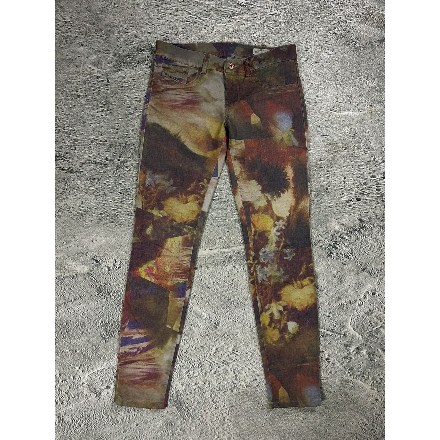 Diesel jeans skinny slim print flowers Y2K grey