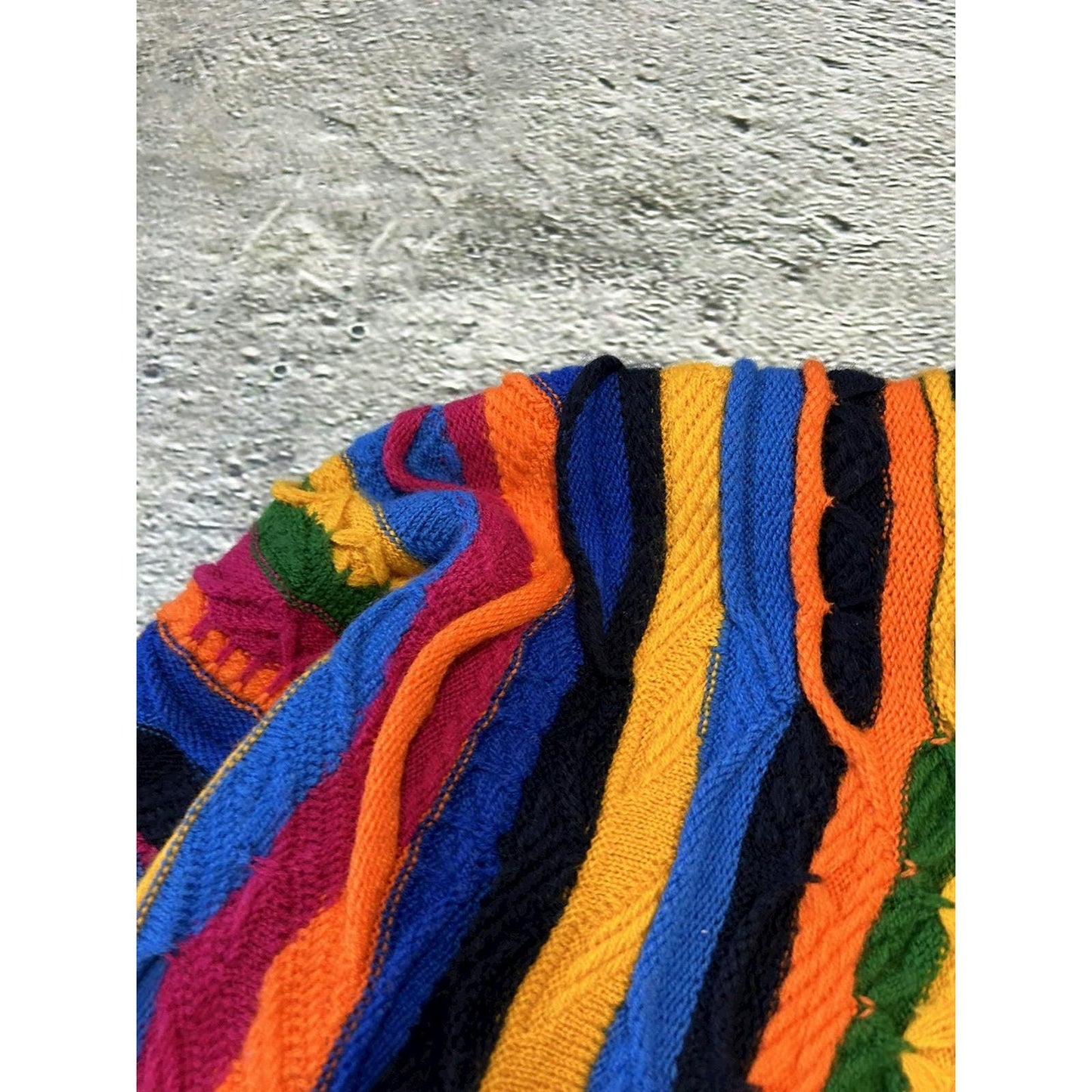 Coogi sweater vintage multicolor cable knit red orange blue