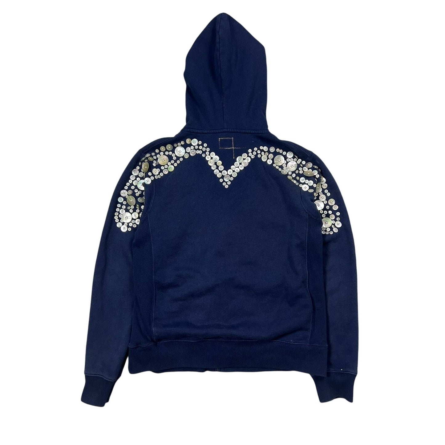 Evisu zip hoodie buttons big log navy logo hoodie