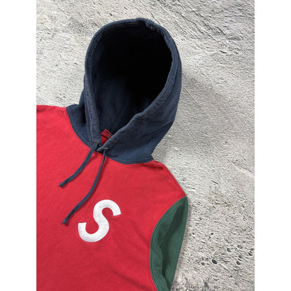 Supreme S Logo Colorblocked Hooded Sweatshirt Red