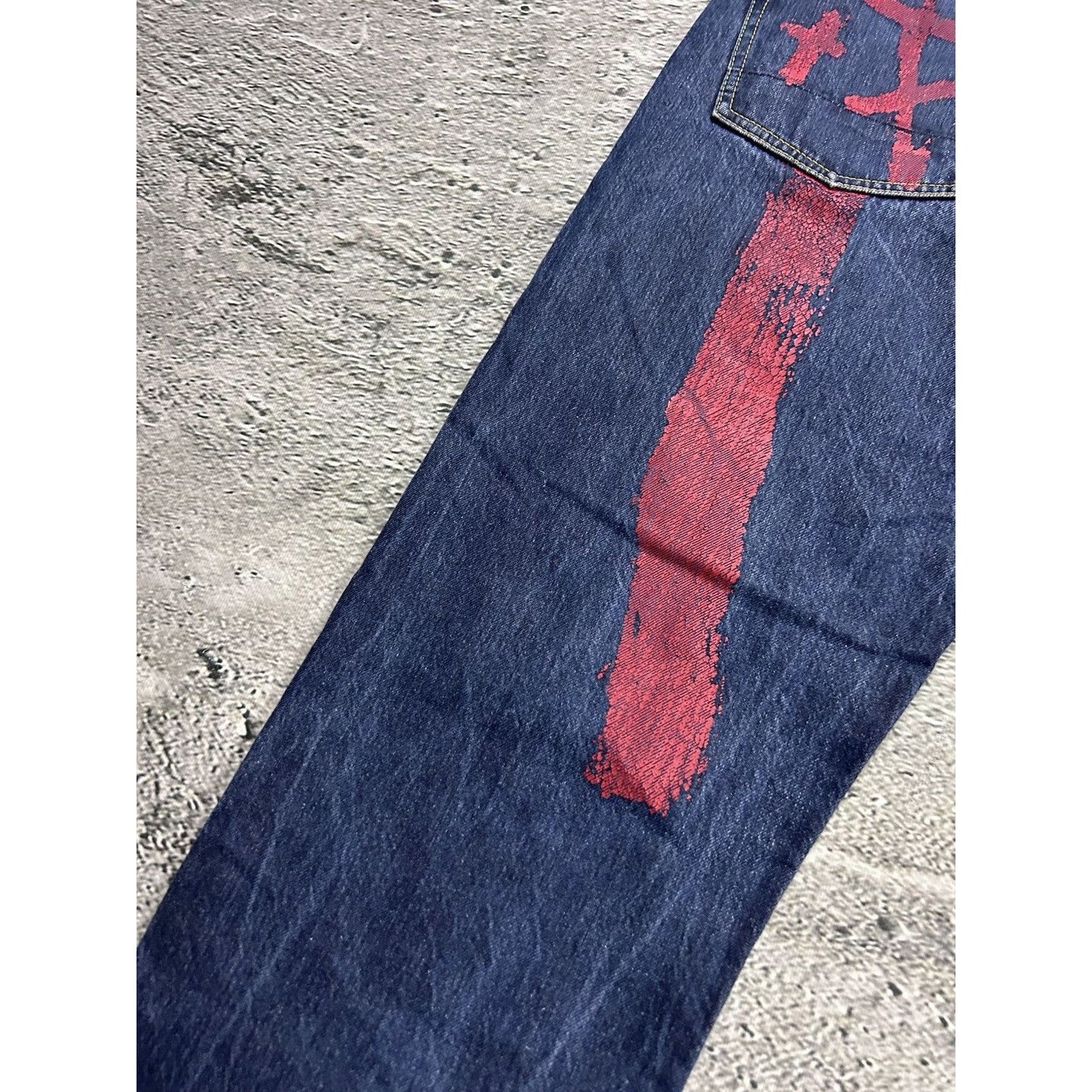 Evisu jeans daicock big logo red selvedge denim