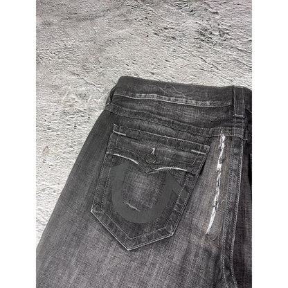 True Religion black dark grey jeans geno reflective
