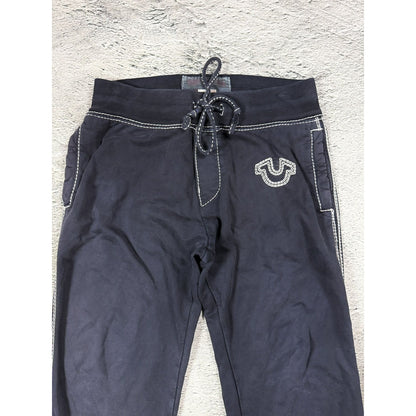 True Religion sweatpants black white stitching vintage style