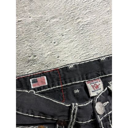 True Religion black jeans white thick stitching Y2K Straight