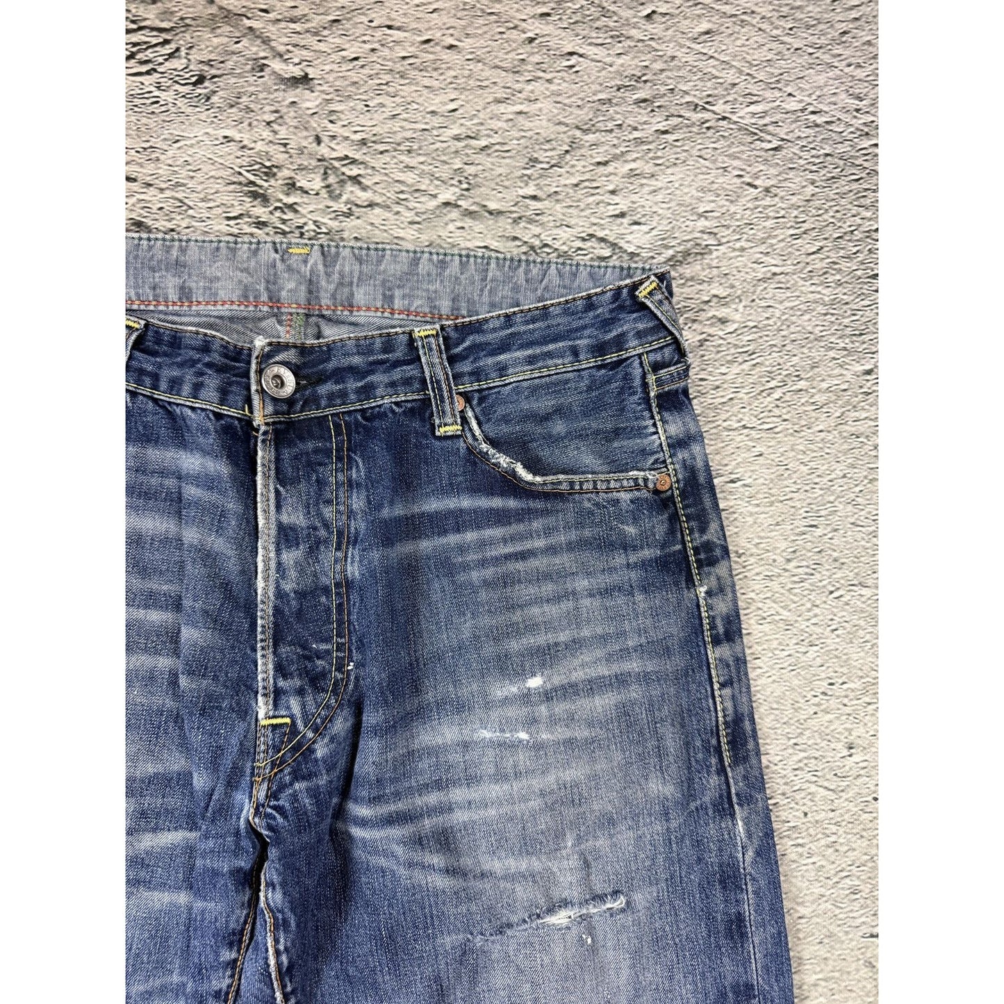 Evisu jeans vintage navy blue white seagulls Rasta EU ED