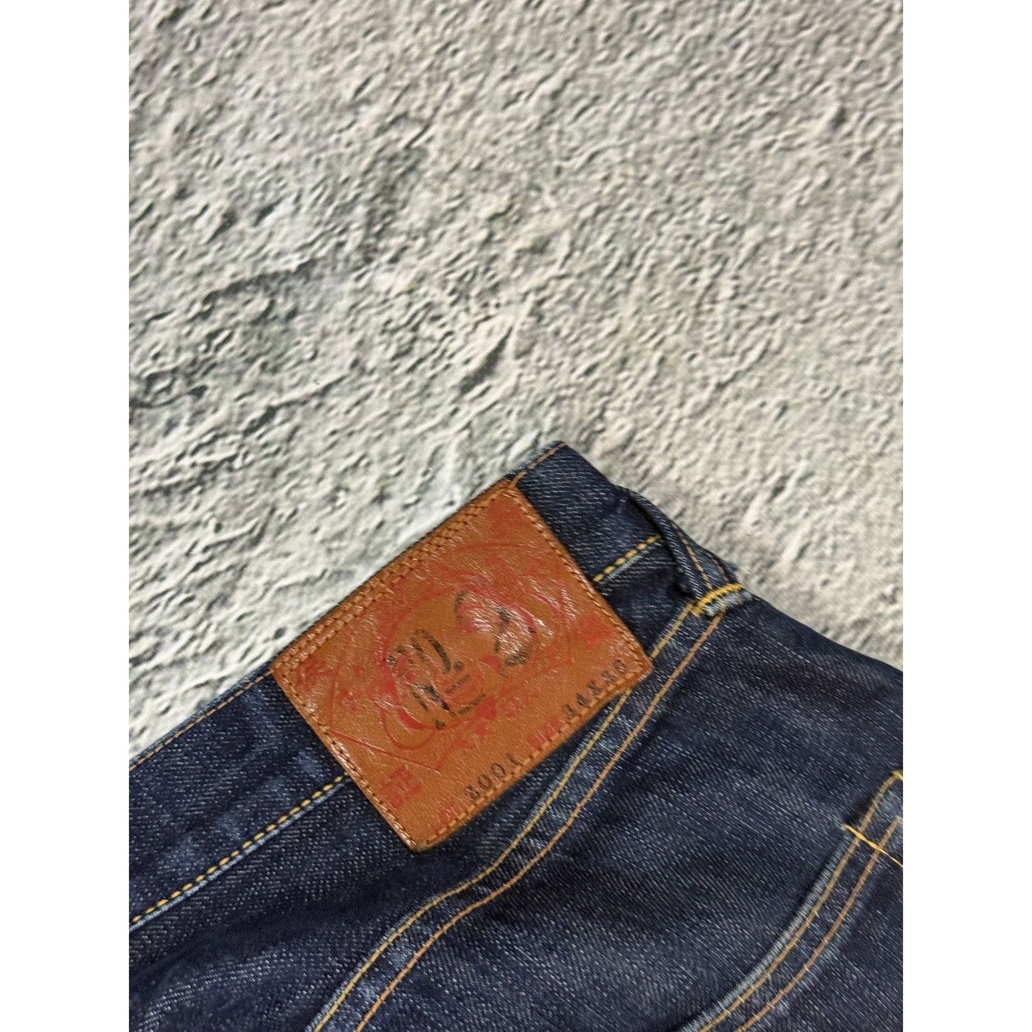Evisu jeans white daicock big logo blue selvedge denim