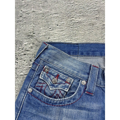 True Religion vintage blue jeans straight red logo Y2K