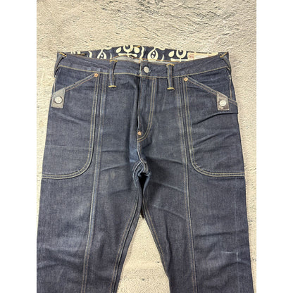 Evisu jeans cargo daicock red big logo raw denim Selvedge