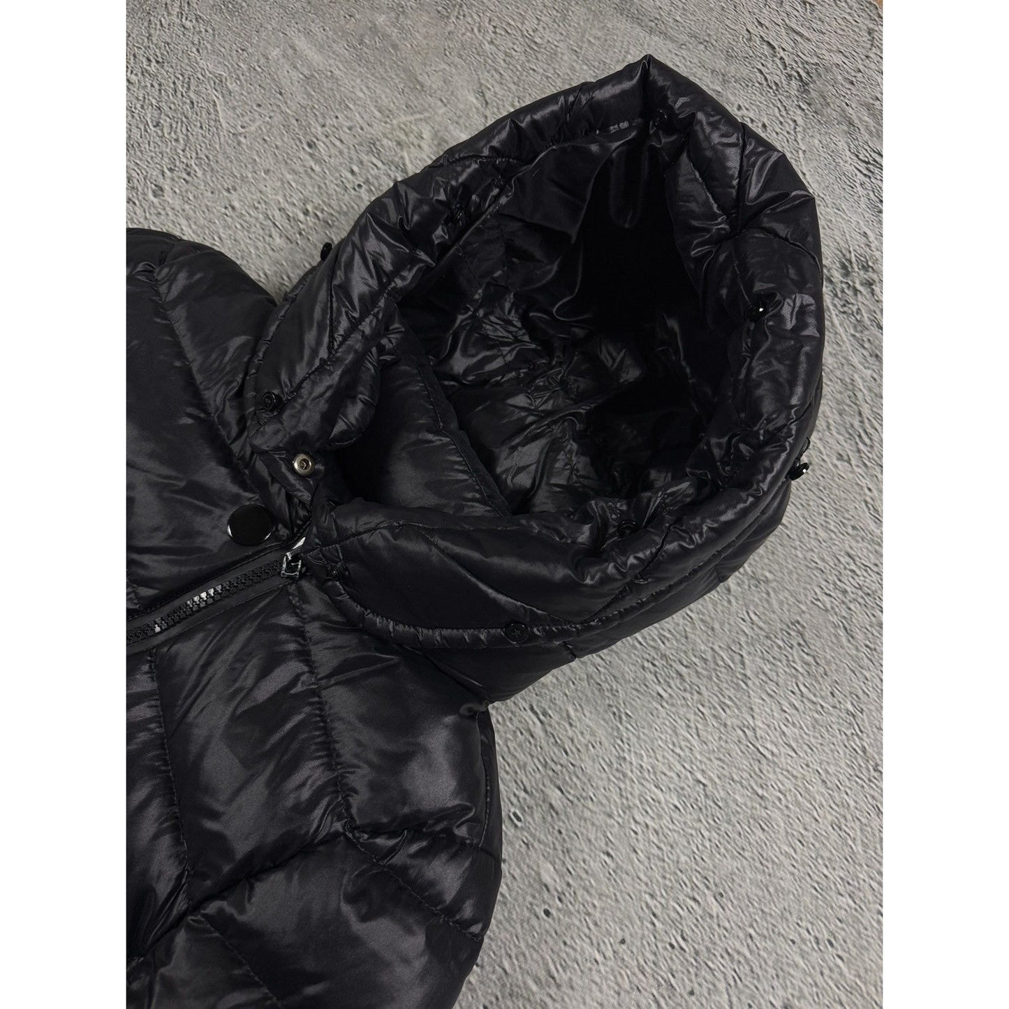 Moncler puffer jacket black hooded sample