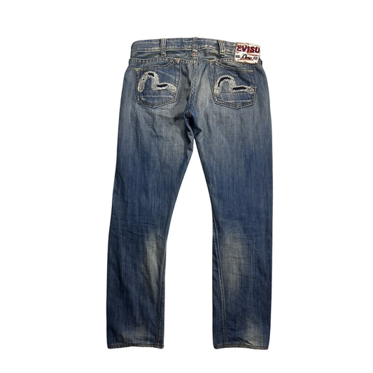 Evisu EU ED jeans vintage denim pants seagulls baby blue