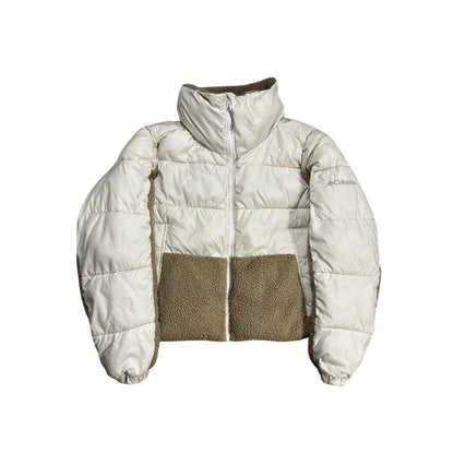 Columbia puffer jacket teddy sherpa fleece cream