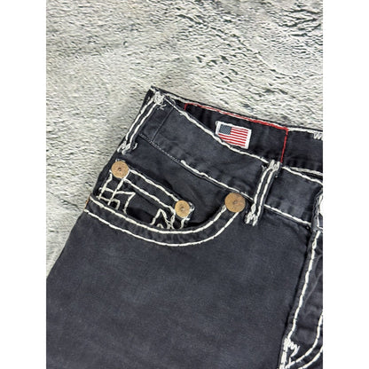 True Religion black jeans white thick stitching Y2K Logan