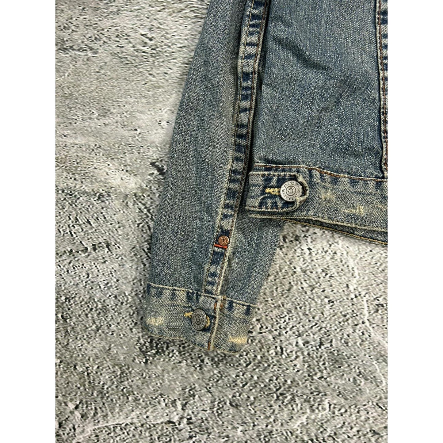 True Religion vintage denim jacket blue contrast stitching