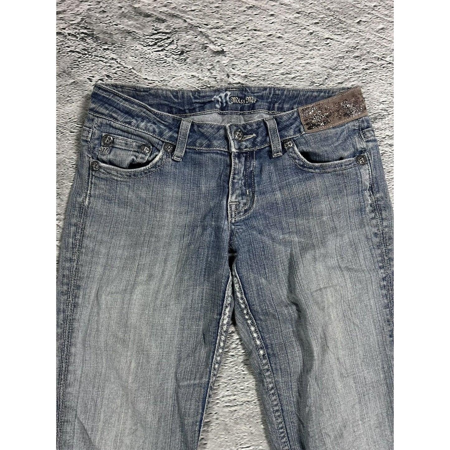 Miss Me flared bootcut white stitching denim vintage y2k