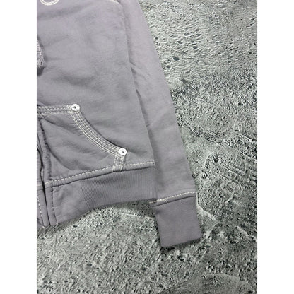 True Religion vintage purple grey zip hoodie thick stitching