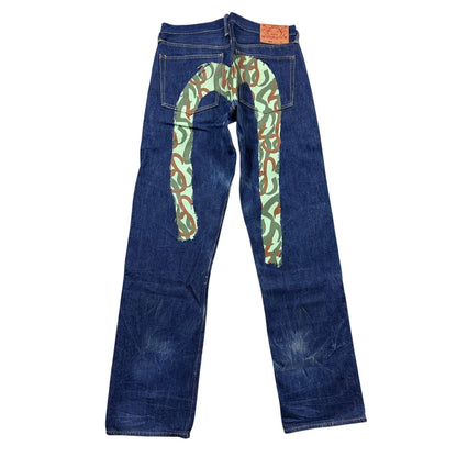 Evisu jeans daicock camo big logo hand painted Y2K