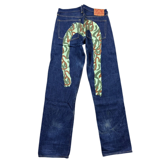 Evisu jeans daicock camo big logo hand painted Y2K