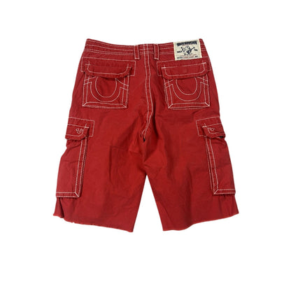 True Religion Cargo jorts shorts fat stitching red