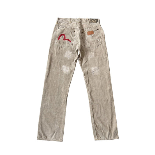 Evisu corduroy pants vintage cords red beige seagulls