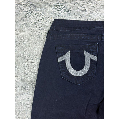 True Religion blue jeans flared bootcut dark glitter shiny