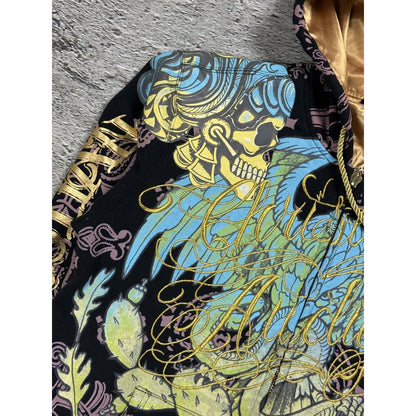Ed Hardy zip hoodie vintage Christian Audigier gold black