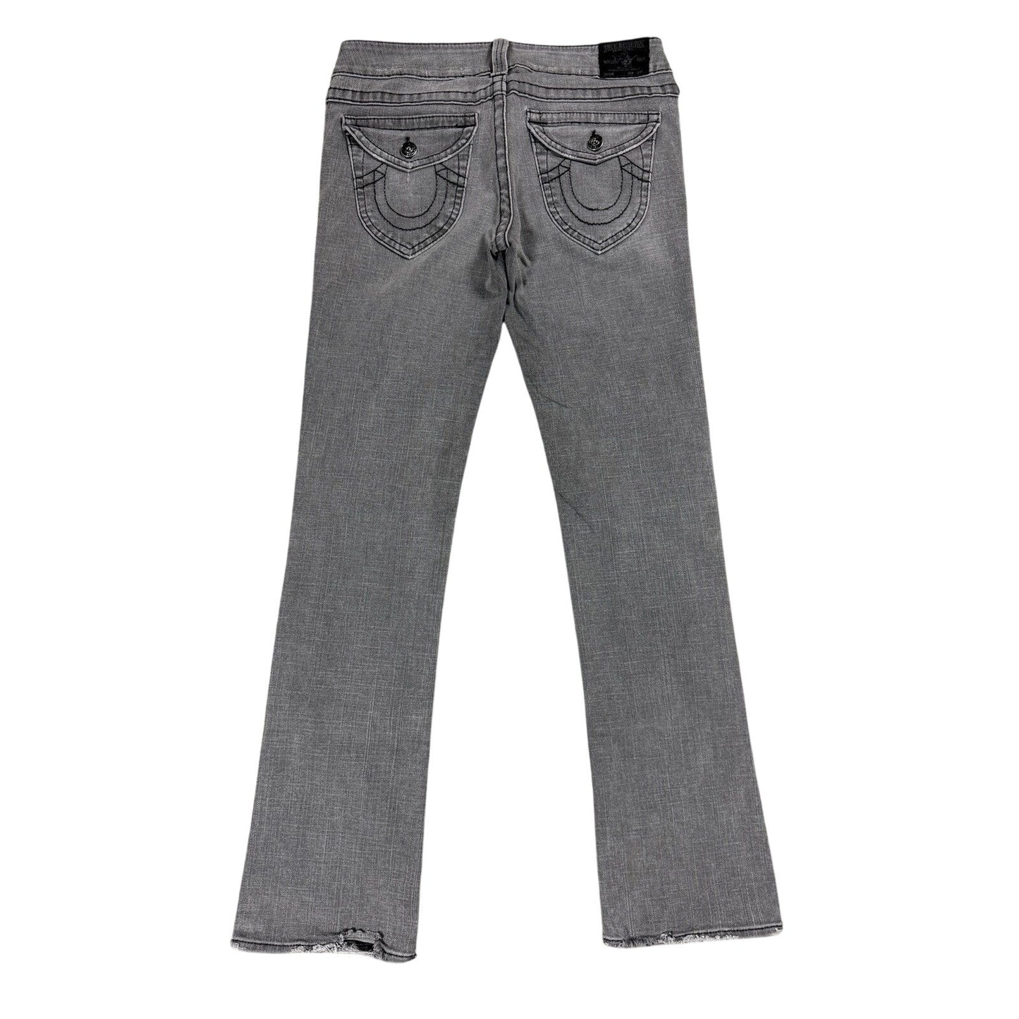 True Religion jeans grey black thick stitching flared Billy