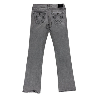 True Religion jeans grey black thick stitching flared Billy