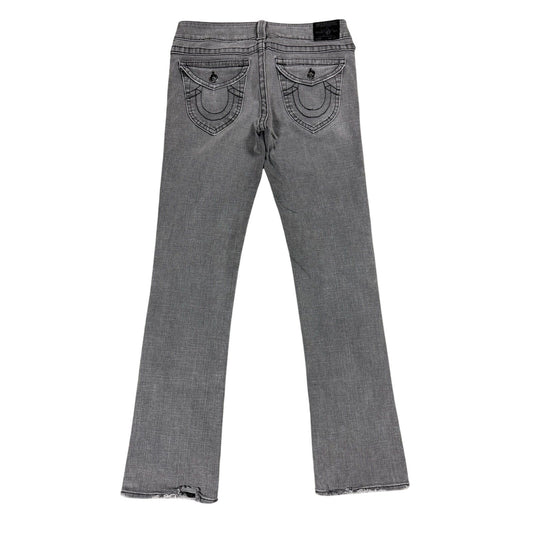 True Religion jeans grey black thick stitching flared Billy