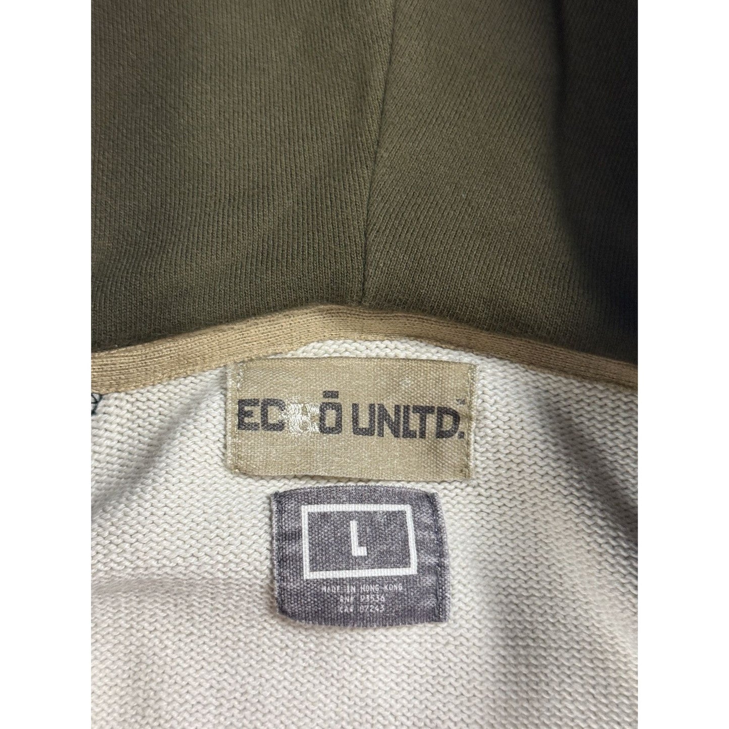 Ecko Unltd vintage zip hooded sweater beige brown big logo