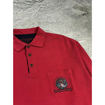 YSL red sweatshirt polo vintage Yves Saint Laurent 90s