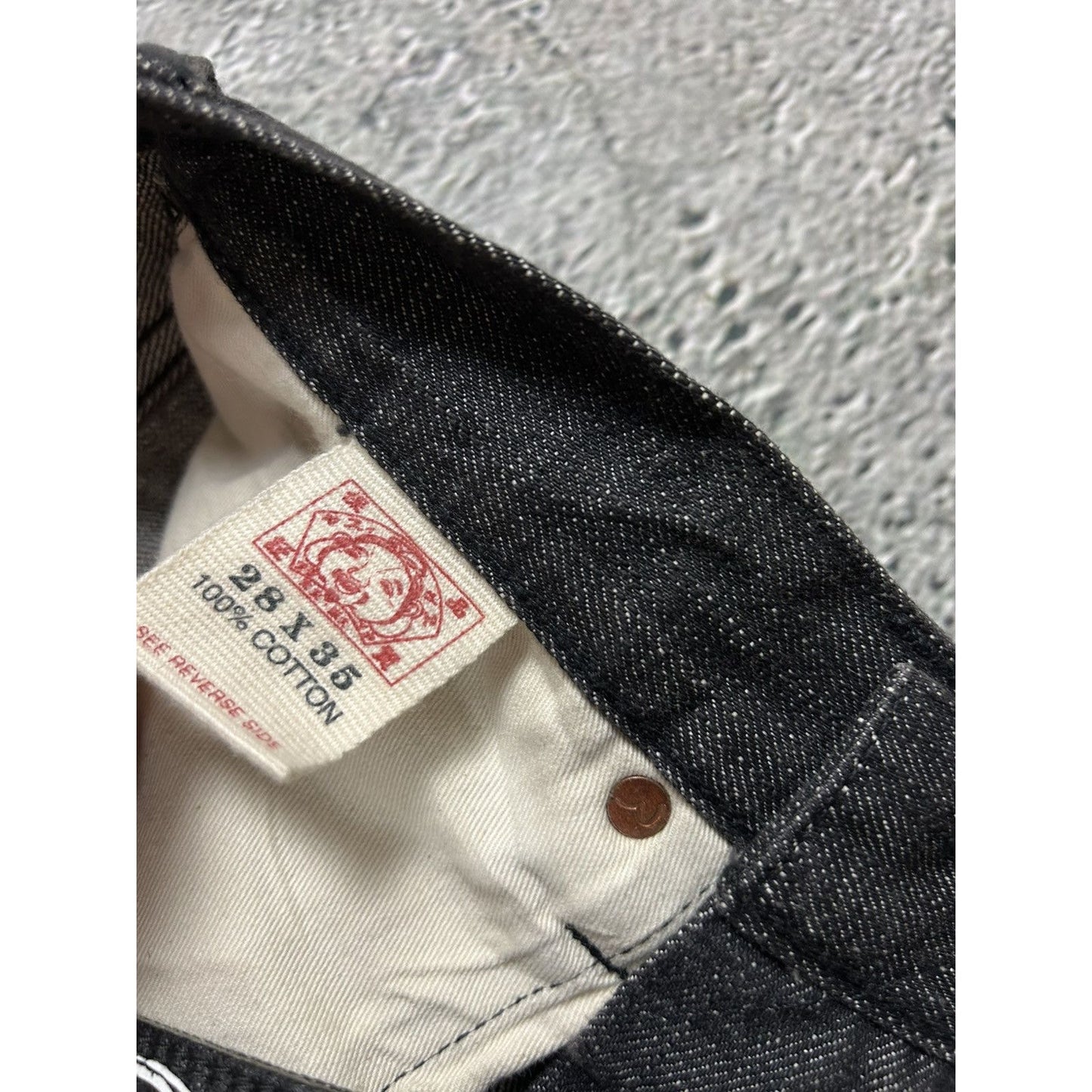 Evisu jeans black big logo Before Anyone white selvedge