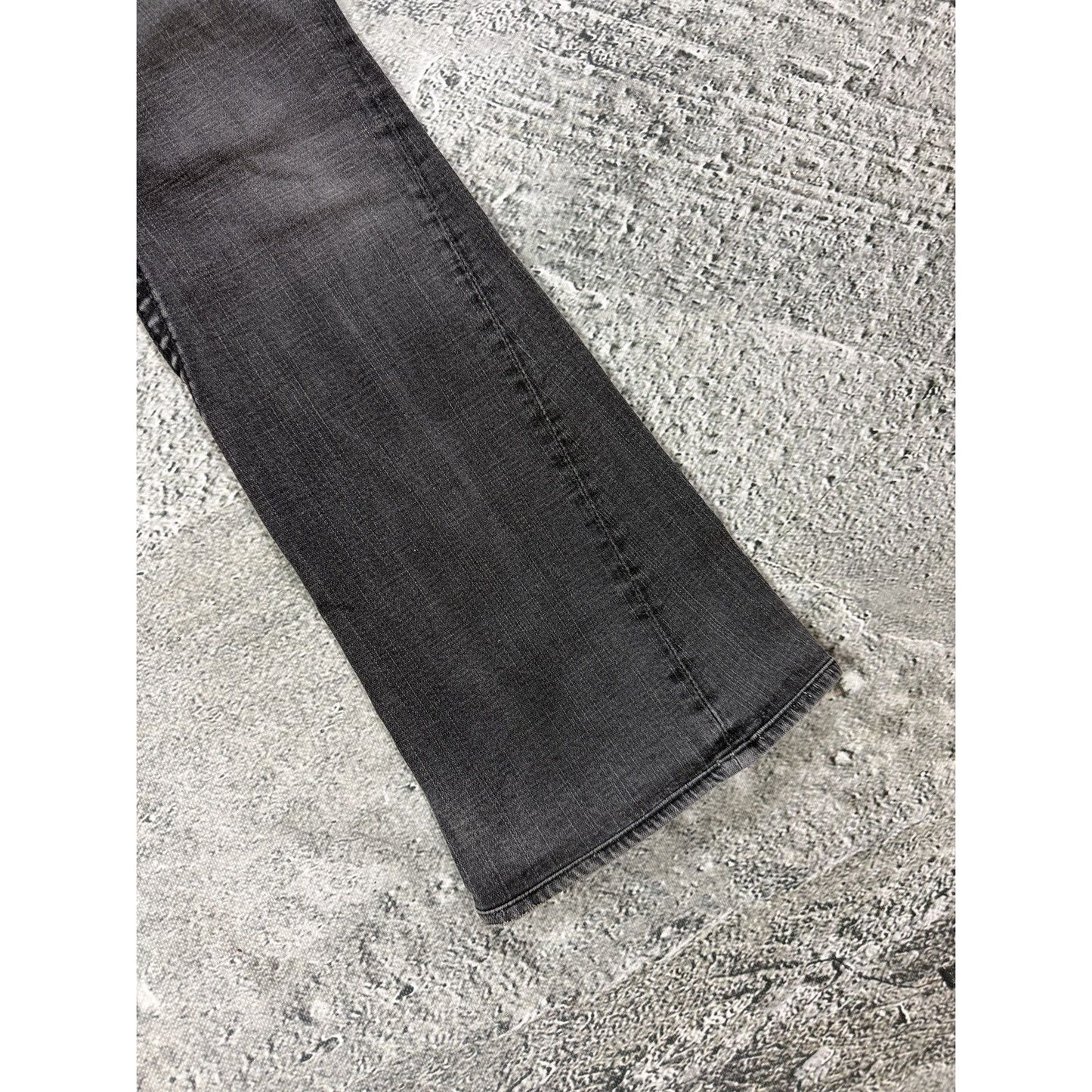 True Religion jeans grey black thick stitching flared Joey