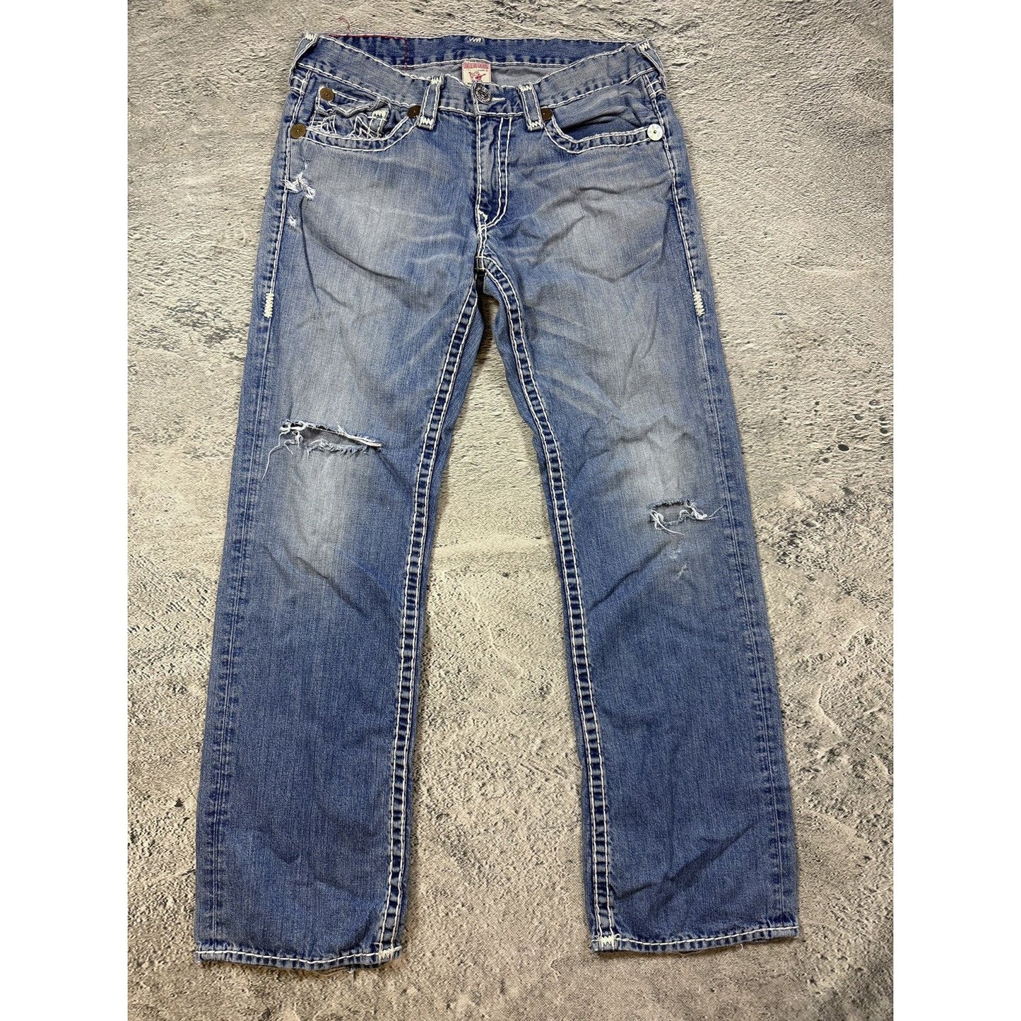 True Religion blue jeans white stitching Y2K Ricky