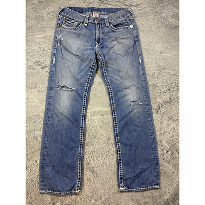 True Religion blue jeans white stitching Y2K Ricky