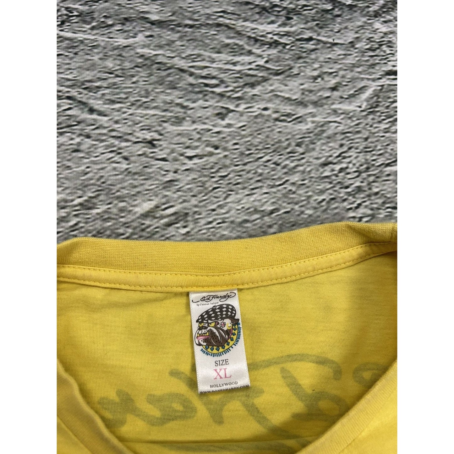 Ed Hardy Christian Audigier vintage yellow T-shirt big logo