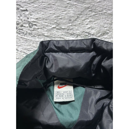 Nike puffer jacket green vintage big swoosh Y2K