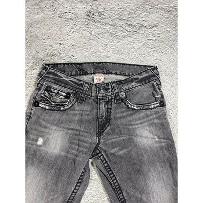 True Religion jeans grey black thick stitching Billy bootcut