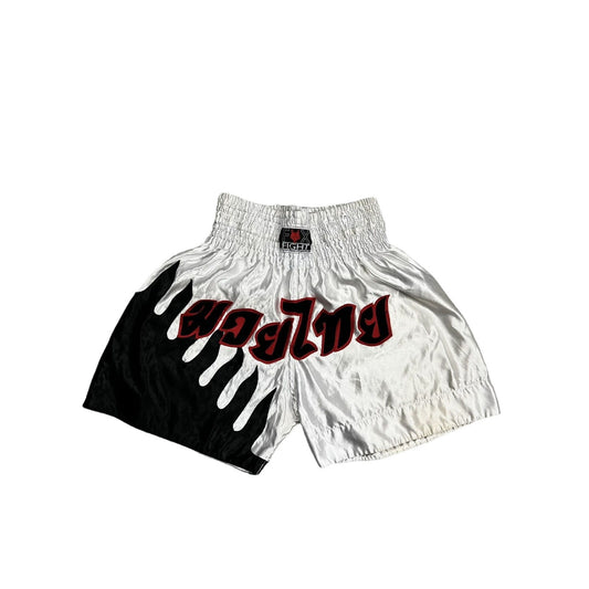 Vintage Muay Thai Boxing shorts white flame Y2K