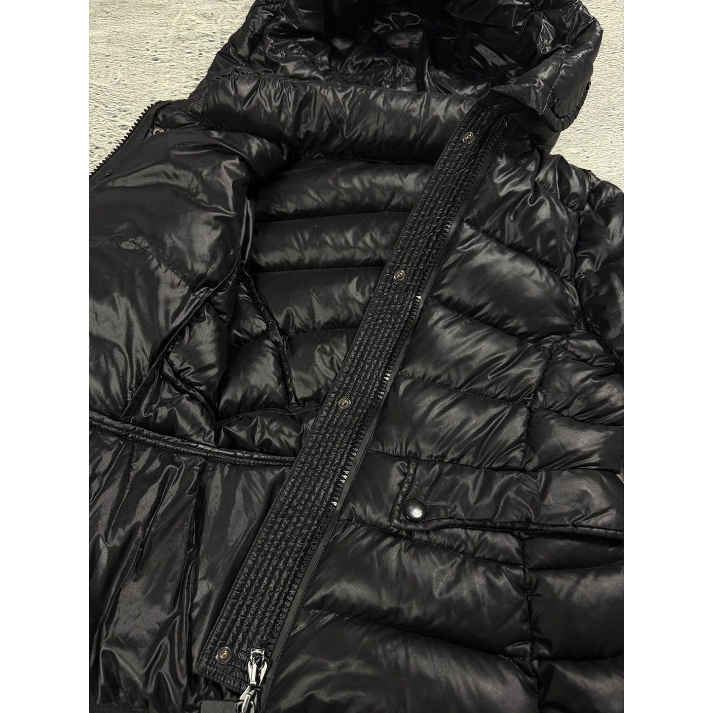 Moncler puffer jacket black hooded sample