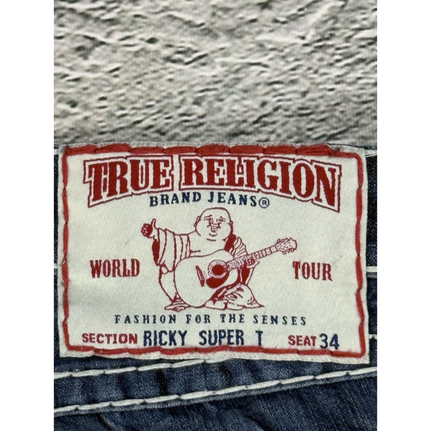 True Religion blue jeans white stitching Y2K Ricky