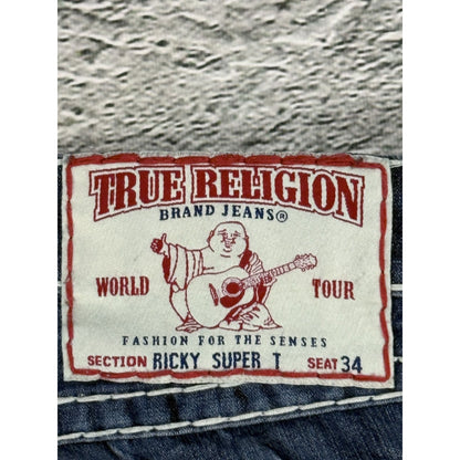 True Religion blue jeans white stitching Y2K Ricky