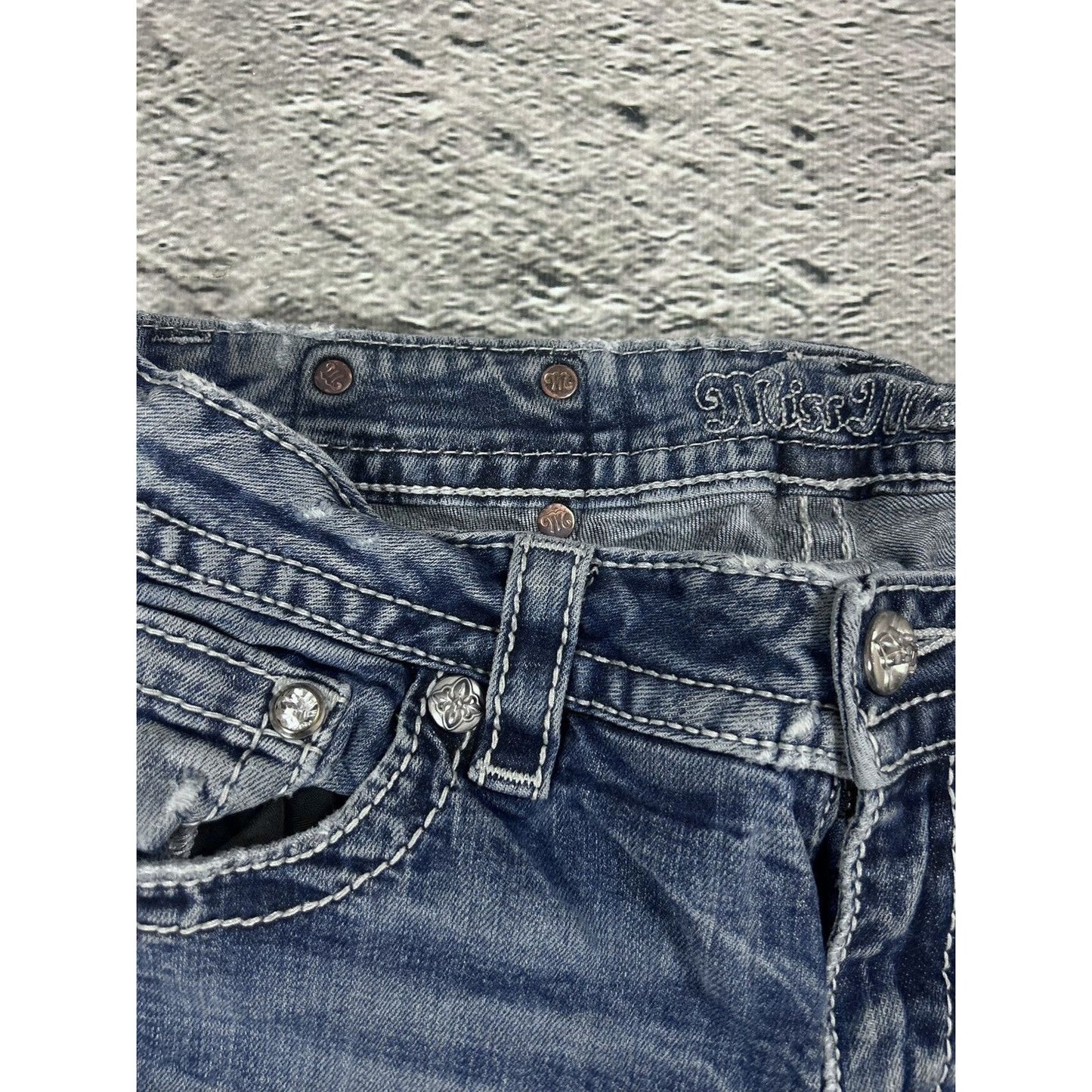 Miss Me flared bootcut white stitching denim vintage y2k