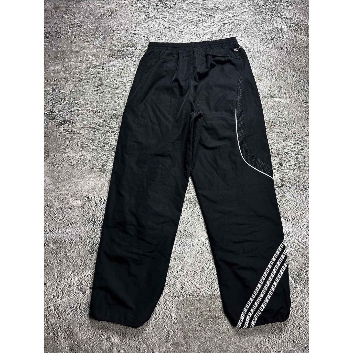 Adidas vintage black track pants small logo 2000s drill Y2K