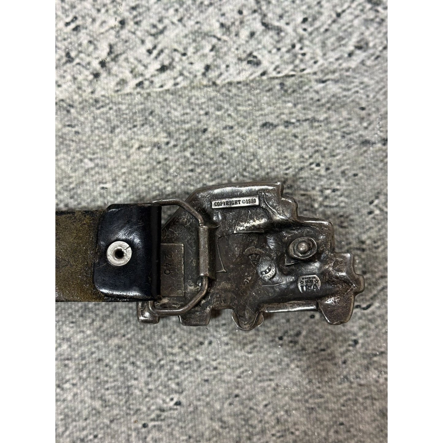 Diesel leather belt big buckle Y2K brown truck 80s vintage