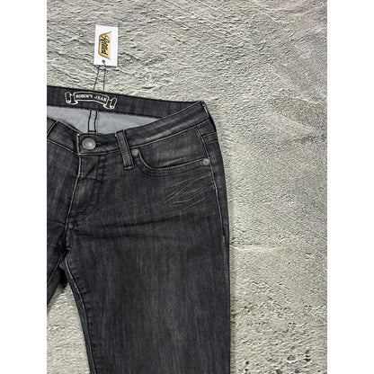 Robins jeans black rhinestones studded jeans flared Y2K