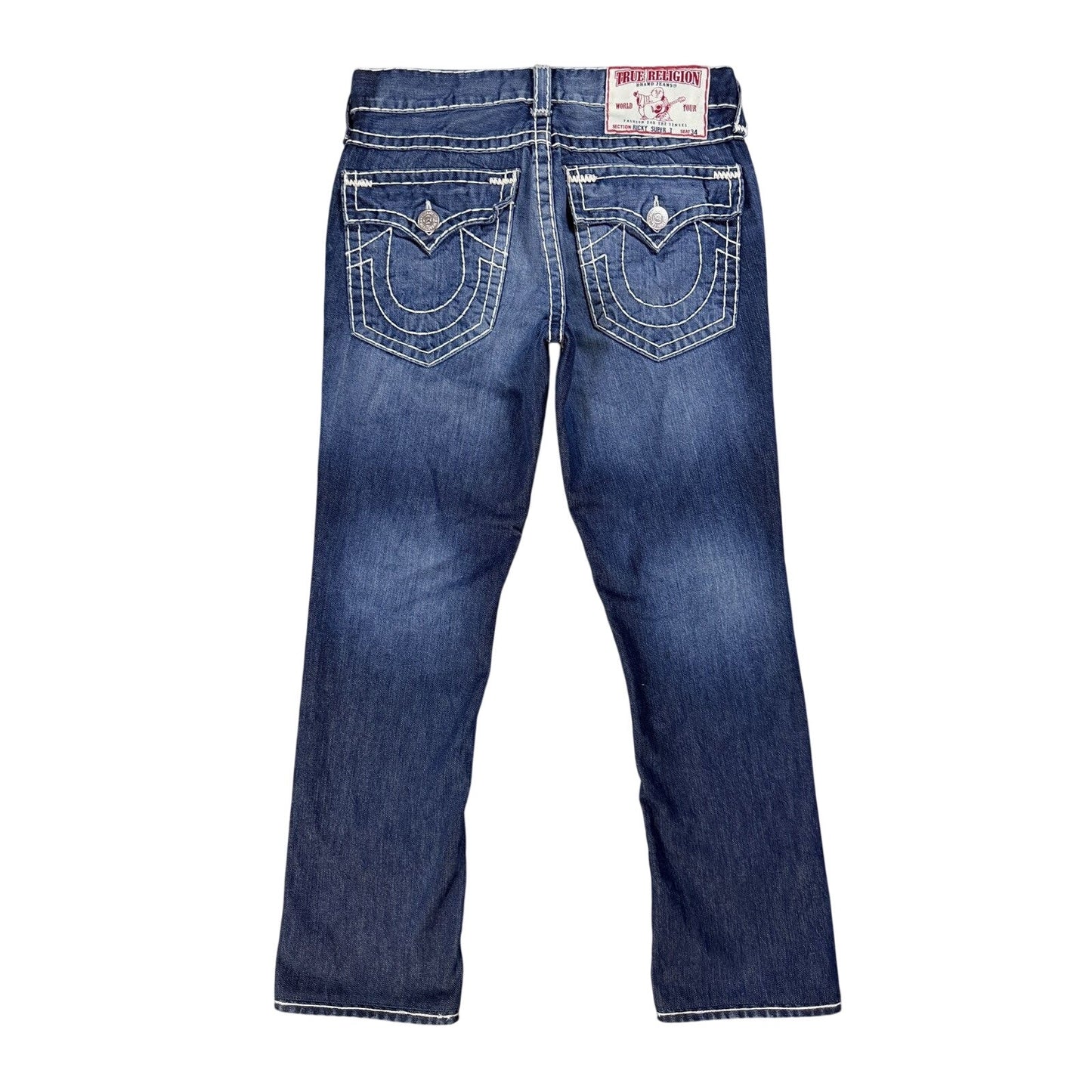 True Religion blue jeans white stitching Y2K Ricky