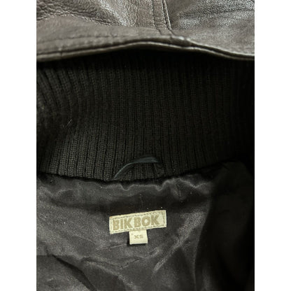 Bikbok brown vintage leather jacket hooded