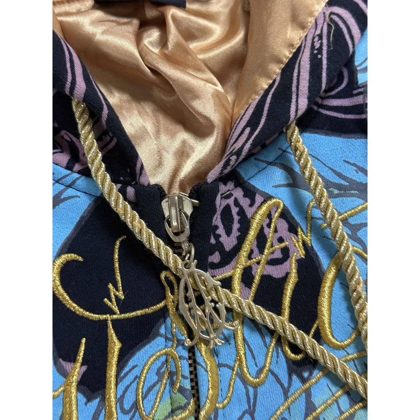 Ed Hardy zip hoodie vintage Christian Audigier gold black