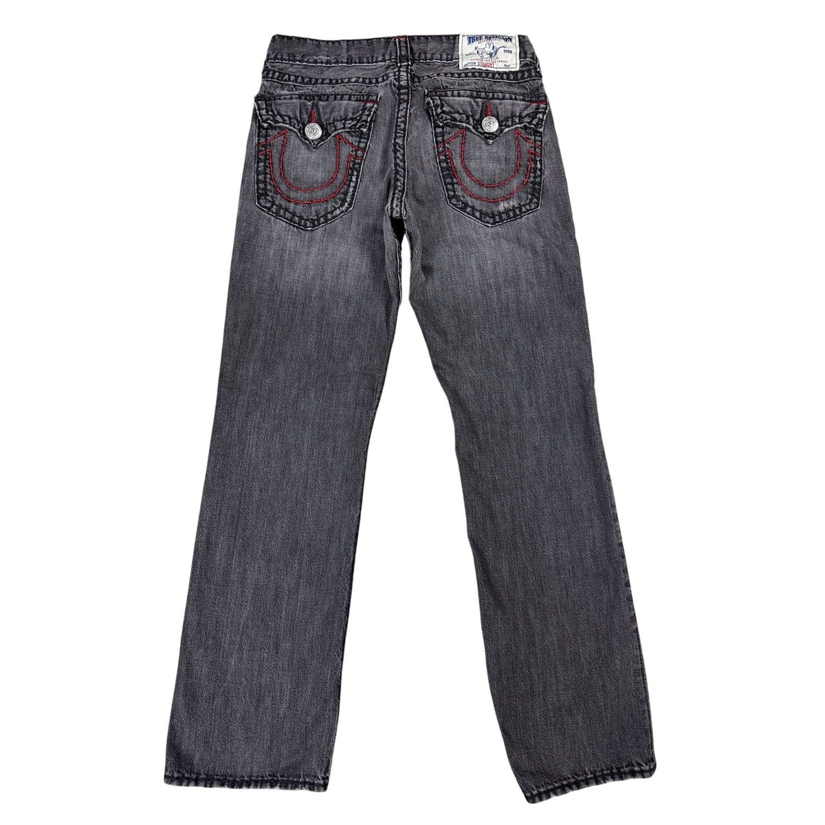 True Religion gray red stitching vamp jeans straight denim