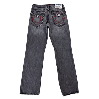 True Religion gray red stitching vamp jeans straight denim